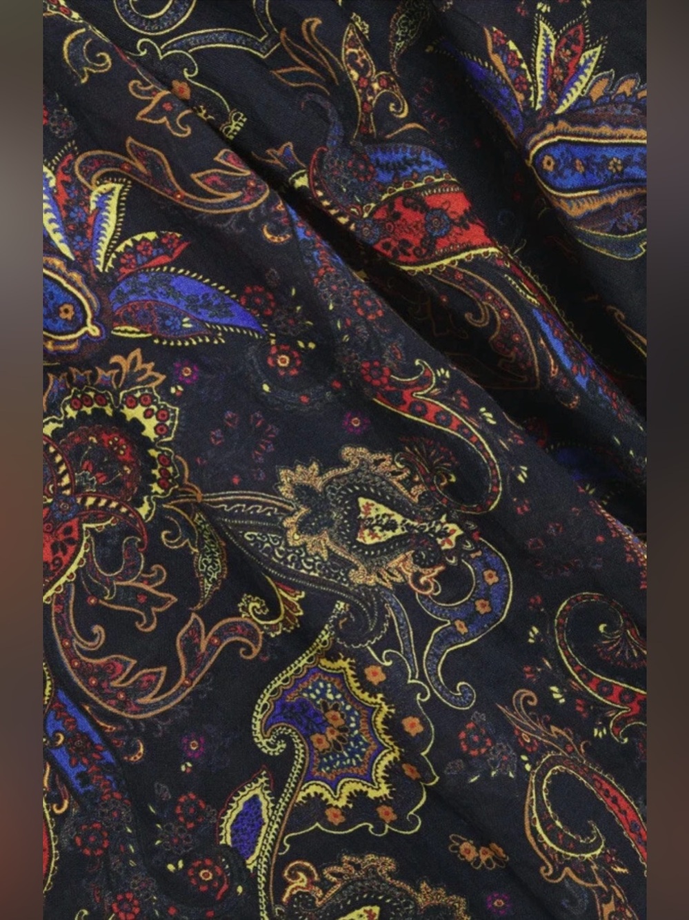 Maje Paisley-print Ruffled Cotton Shirt In Navy- Size 0 - Picture 3 of 14
